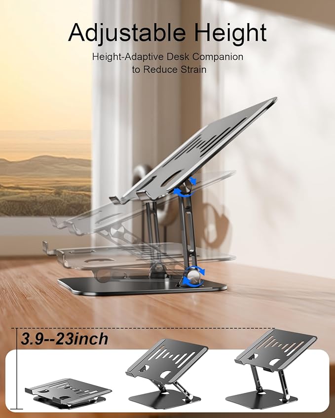 Laptop Stand Adjustable MacBook Stand for Desk Aluminum Notebook Holder Ergonomic Computer Riser Portable Desktop Stand Compatible with All MacBook Notebook Laptop 10-17 Inch