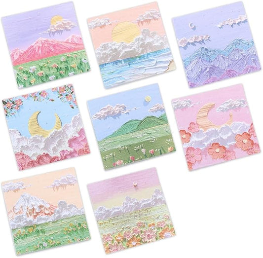8 Pads Cute Reusable Funny Scenic Sticky Notes Set- 640 Sheets