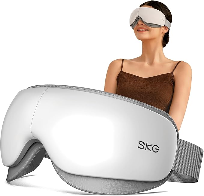 SKG Heated Eye Massager, Portable Eye Mask for Relax & Eye Strain Relief, Bluetooth Massaging Eye Massager Ideal for Mom, Dad, Women, Men
