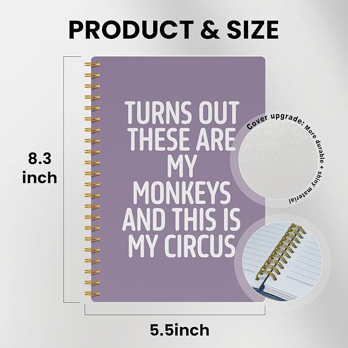 EKGJW Funny Notebooks for Work,Purple Aesthetic Journal, Funny Boss Day Gifts, Boss Gifts for Men Women, Funny Gifts for Boss, Boss Office Decor, Spiral Notebook 5.5x8.3 Inch