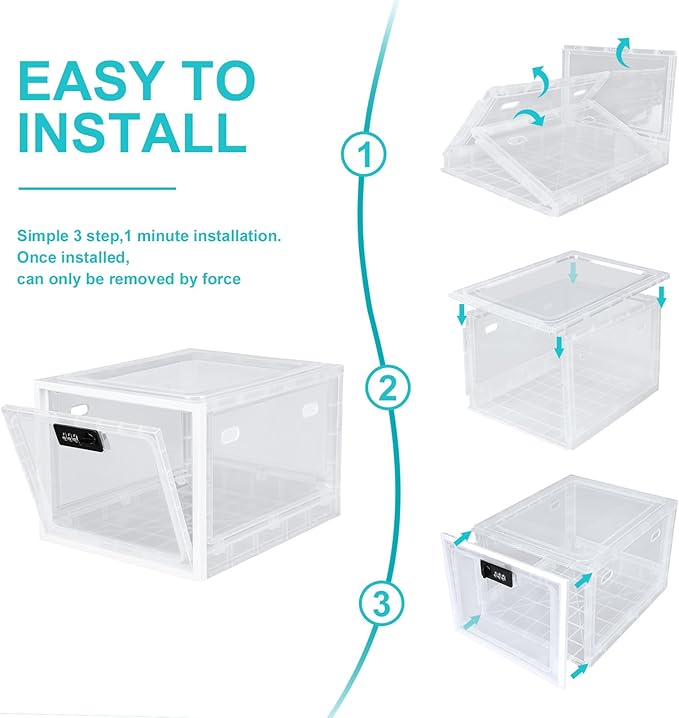 Lalifebuss Combination Lock Boxes for Personal Items, Lockable Storage Box for Office Locker/School/Medicine/Snacks/Phone Jail/Electronic/Home (1 Pack/White)