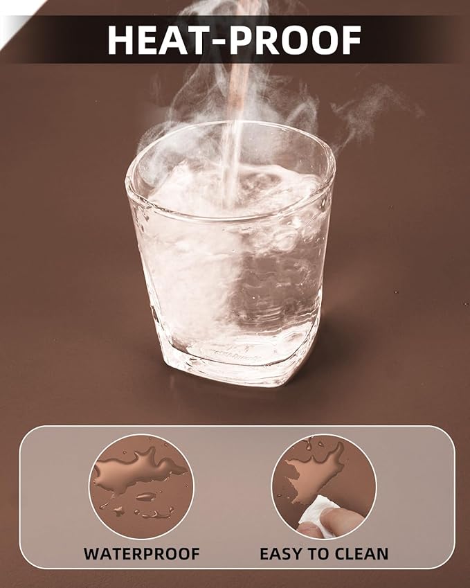 PULeather Non-Slip Desk Mat, Large Mouse Pad & Laptop Desk Pad - Waterproof Writing Pad for Office & Home (Brown, 35.4" x 17")