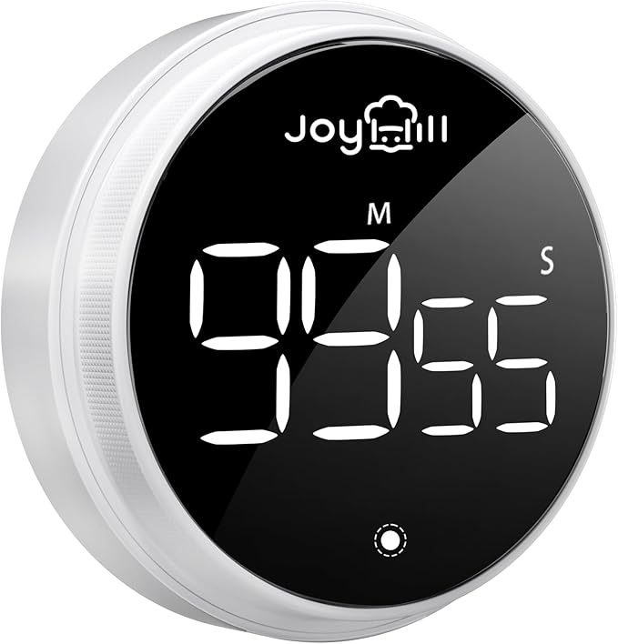 JOYHILL Digital Kitchen Timer, Large LED Display with Magnetic Countdown 3 Volume Levels, Ideal for Cooking Classroom Studying Fitness, Timer for Kids and Seniors White