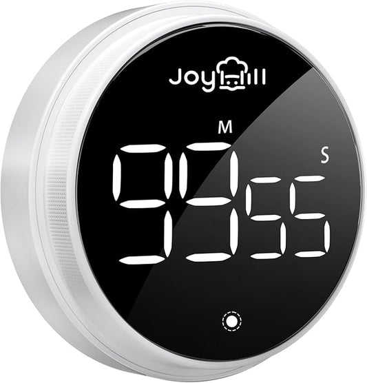 JOYHILL Digital Kitchen Timer, Large LED Display with Magnetic Countdown 3 Volume Levels, Ideal for Cooking Classroom Studying Fitness, Timer for Kids and Seniors White