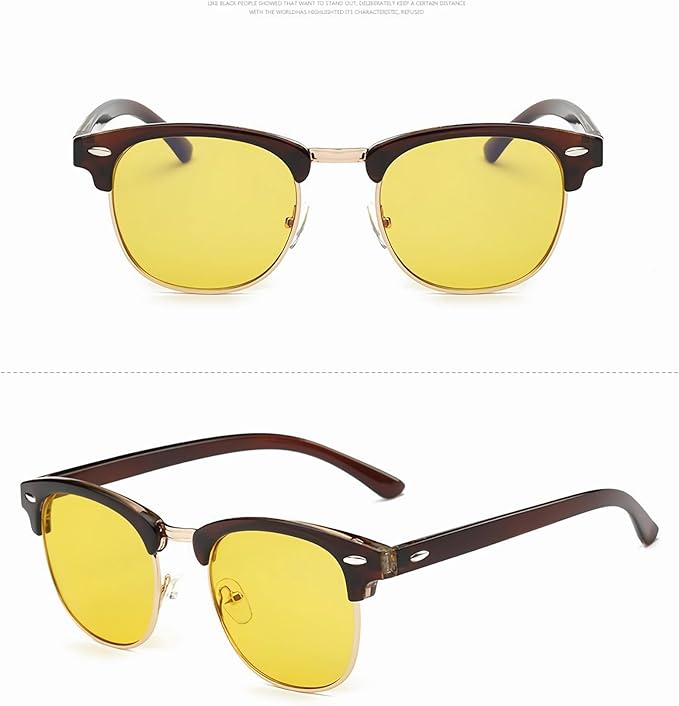 Night driving yellow Blue Light Blocking Glasses Half frame Retro Semi Rimless Clear Lens Glasses Eyewear Men Women