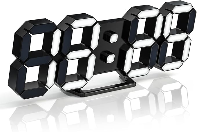EDUP HOME 3D LED Clock Desk Alarm Clock Wall Clock with Remote Control, 9.7" LED Electronic Clocks, Snooze Model, Temperature, Night Light Auto/Custom Brightness