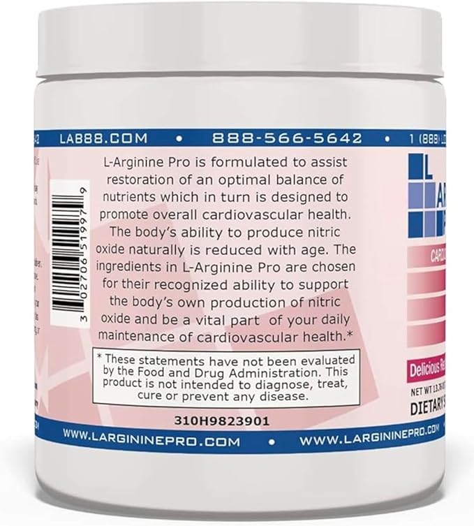 L-ARGININE PRO | L-arginine Supplement Powder | 5,500mg of L-arginine Plus 1,100mg L-Citrulline (Raspberry, 3 Jars)