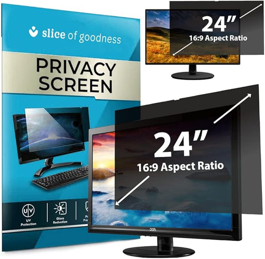 Computer Privacy Screen Filter for Widescreen Monitor - Anti-Glare, Blue Light Reduction, and Privacy Shield Protector - 24 Inch 16:9 Aspect Ratio
