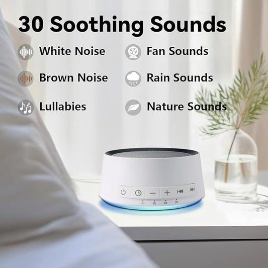 Sound Machine White Noise Machine with 30 Soothing Sounds 12 Colors Night Light Sleep Machine for Baby Kids Adults Brown Nosie Machine Pink Noise Machine with 32 Volume Levels for Office Home Travel