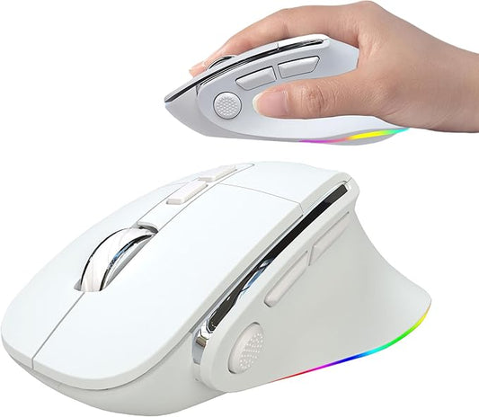 Ergonomic Mouse Large Middle Hands Dual Mode(Bluetooth+USB)Rechargeable Vertical Carpal Tunnel Bluetooth Wireless Mouse for PC/Laptop/Computer/Desktop/Tablet/ipad/Macbook Air/Pro Office Work Gift