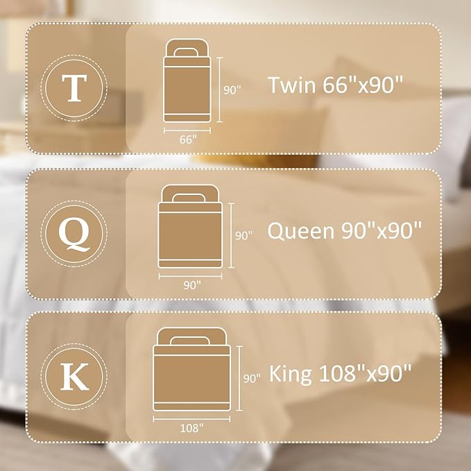 downluxe Queen Size Blanket with Satin Trim, Lightweight Down Alternative Blankets Queen Size for All Season, Machine Washable (Ivory, 90x90 Inch)