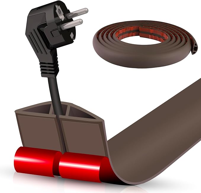 Floor Cord Cover Cable Cavity Self Adhesive Cord Hider Floor 10FT Floor Cable Management Power Cord Protector Floor Electric Cord Covers for Offices, Gym, Exhibitions (CoffeeBrown, 1.18" x 20')