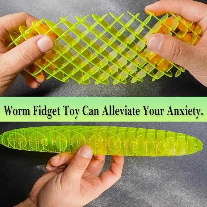 Fidget Worm Toy, Cool Toy Worm Big Fidget Toy, Green Cute Worm Shaped Ornament, Funny Pocket Worm Fidget Toy Weird Sensory Toy Portable for Adults Children