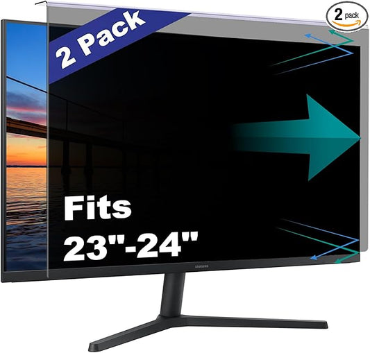 2 Pack Computer Privacy Screen Shield Compatible for 23.6/23.8/24 Inch 16:9 Widescreen Desktop Monitor - Anti Glare & Blue Light Filter - Hanging Design for Easy On/Off