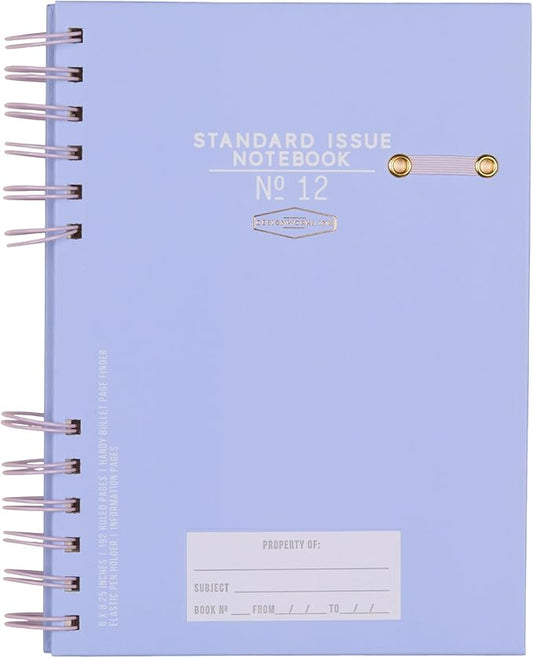 DesignWorks Ink Standard Issue Notebook No. 12 – 6" x 8.25" Undated Daily Planner & Writing Journal, 192 Lined Pages, Elastic Pen Holder, Small Notebook for Work & Journaling - Lavender/Periwinkle