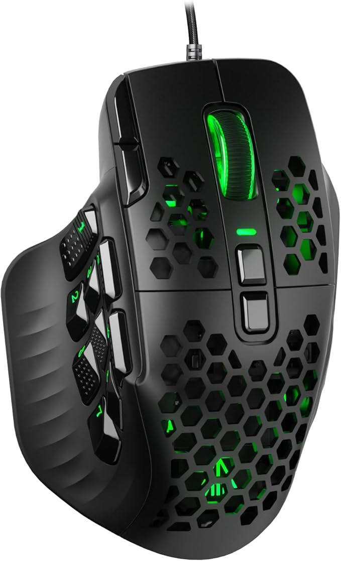 SOLAKAKA SM809 Wired MMO Gaming Mouse, with 9 Side Buttons RGB Mouse, 24000 DPI High-Precision Optical Sensor, Ergonomic Mice, 16 Programmable Macro Shortcuts/Remapping PC Gaming Mouse for FPS Games