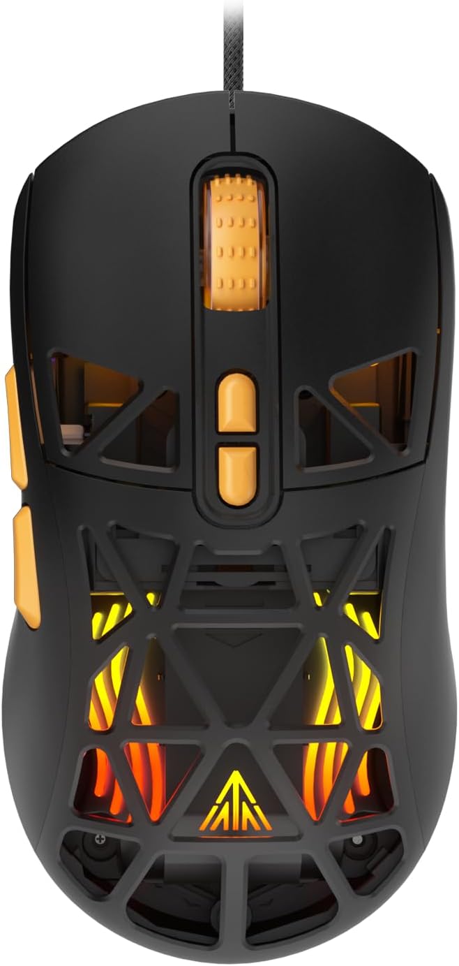 SM901 Gaming Mouse,13800DPI RGB Mouse with Programmable Buttons,53g Lightweight Wired Mouses for Gamer,Black