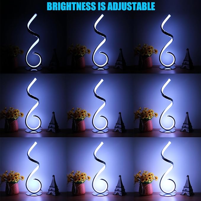 RGB Bedside Table Lamp, Dimmable Modern Bedside Nightstand Lamp, Creative Spiral Colorful LED Table Lamp for Bedroom, Living Room, Office and Kid's Room