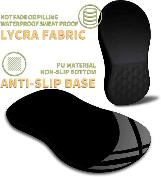 Ergonomic Mouse Pad with Wrist Rest Support, Massage Design Mouse pad Relief Carpal Tunnel Pain, Entire Memory Foam Non-Slip Mouse Pad, Computer Mouse Pads for Wireless Mouse Pad, Black