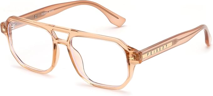 FEISEDY Aviator Blue Light Glasses for Men Women, Retro 70s Style Design Anti Glare Digital Eyestrain & Daily Wear B0284