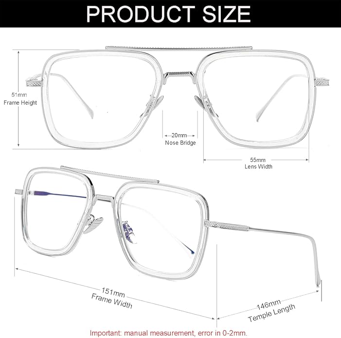 Tony Stark Style Blue Light Blocking Glasses for Men Women, Iron Man and Spider-Man Computer Gaming Glasses