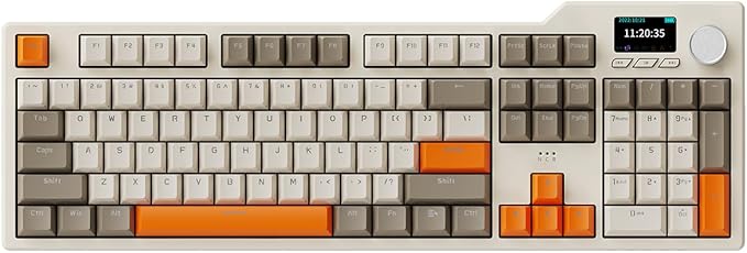 DAIDAI×AJAZZ AK35I V3 Full Size Hot Swap Mechanical Gaming Keyboard with Screen & Knob 2.4G/BT/USB-C Gasket Keyboard FR4 Plate 8000mAh Battery South Facing LED RGB (Avocado Axis)