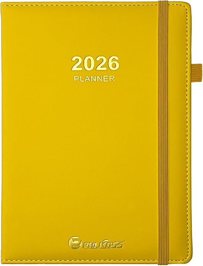 Daily Planner 2026 / Appointment Book, One Page Per Day, Jan - Dec 2026, Annual Daily Monthly Calendar Planner with Hourly Schedule and Monthly Tabs, 5.7" x 8.3" Agenda (Yellow)