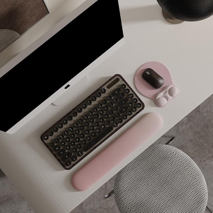 Ergonomic Mouse Pad with Wrist Rest Support&Gel Cushion for Desk; Cute Computer Decor Accessories for Women. Small Mousepad Mat Laptop Pads for Office&Home. Ergo Supplies & Aesthetic (01Pink Serenity)