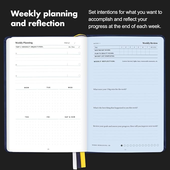 BestSelf 13-Week Self Journal & Goal Planner – Undated Daily ADHD-Friendly Journal for Men & Women | Productivity, Gratitude, Reflection & Habit Tracker | 2025 Life Organizer with Prompts, Coral
