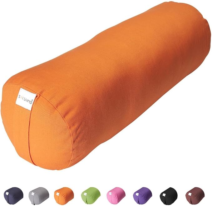 Sol Living Yoga Bolster Pillow for Restorative Meditation - 100% Cotton Cylindrical Cushion with Washable Cover for Balance Support in Asana Poses
