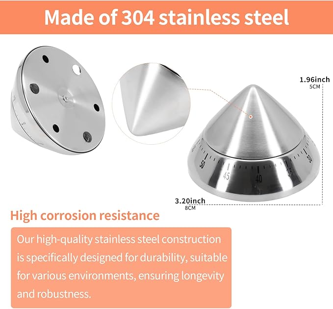 Mechanical Kitchen Timer, Cute Wind Up 60-Minute Manual Countdown for Kids, Classroom, Home, Study and Cooking