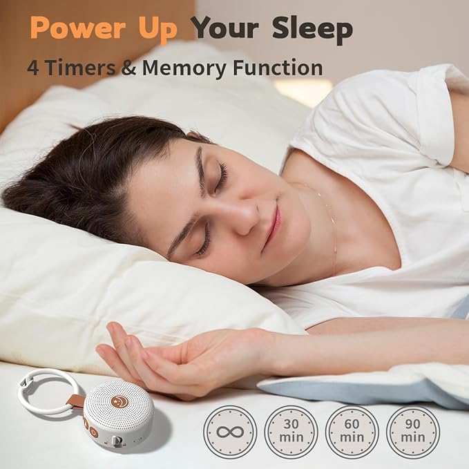 Mini Sound Machine Portable Baby White Noise Machine Brown Noise Machine with 30 Soothing Sounds for Kids Adults Auto-Off Timer 32 Volume Levels Battery Sleep Machine for Home Office Privacy & Travel