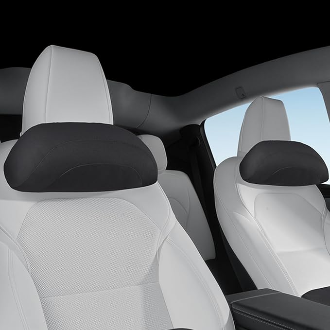 Car Headrest Pillow for Driving, Softness Ergonomic Design Universal Travel Neck Pillow for Most Cars, Office Chairs, Gaming Chairs with Extra Filler Cotton Bag (Black, 2PC)