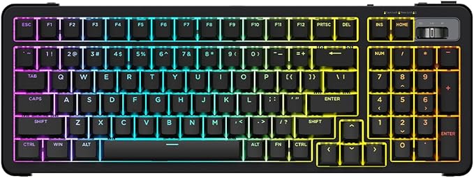 D98 Wireless Mechanical Keyboard, BT/2.4G/USB-C Tri-Mode Hot Swappable with PBT Keycaps, Linear Switches, Gasket Structure, RGB Backlit Gaming Keyboard for Win/Mac/iOS/Android (Black)