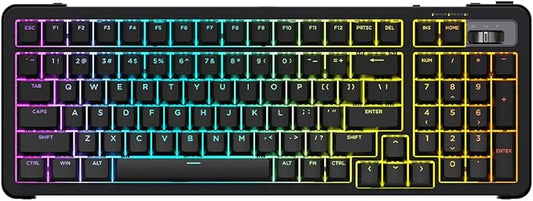 D98 Wireless Mechanical Keyboard, BT/2.4G/USB-C Tri-Mode Hot Swappable with PBT Keycaps, Linear Switches, Gasket Structure, RGB Backlit Gaming Keyboard for Win/Mac/iOS/Android (Black)