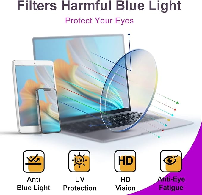 VISOONE Blue Light Blocking Glasses Rectangle Chic Preppy Look MultiColor Frame for Women Men RIVER