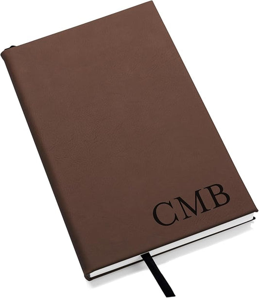 Lifetime Creations Custom Notebook Journal with Monogram (Dark Brown) - Personalized Journaling Notebook, Hard Cover Notepad, Gift for Employees, Travelers, Business Professionals