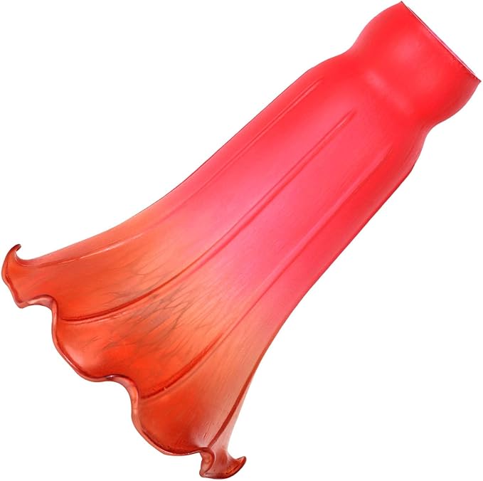 Bieye LS64 Lily Flower Blown Glass Lampshade (Red Orange, Opening I.D. 1.26" x O.D. 1.5")