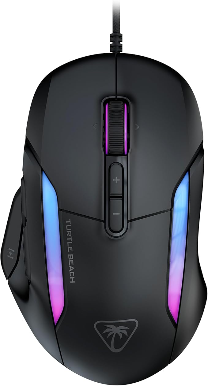 Turtle Beach Kone II – Wired Ergonomic RGB Gaming Mouse, 26K DPI Optical Sensor, 100M Click Life Optical Switches, 23 Customizable Inputs, 4D Scroll Wheel, Pure PTFE Glides - Ash Black