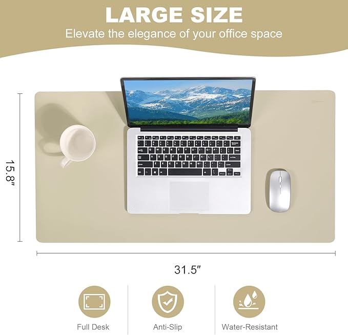 Leather Desk Mat Mouse Pad Large Non-Slip Surface Office Home Desk Accessories Supplies Decor for Keyboard Computer Laptop Writing Table Protector (Matcha Green)