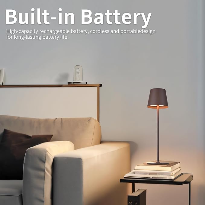 BGFHome Cordless Table Lamp LED Desk lamp,5000mAh Rechargeable Touch Night Light Wireless Minimalist Design for/Restaurant/Bedroom/Bars/Outdoor Party/Camping/Coffee Shop 2Pack