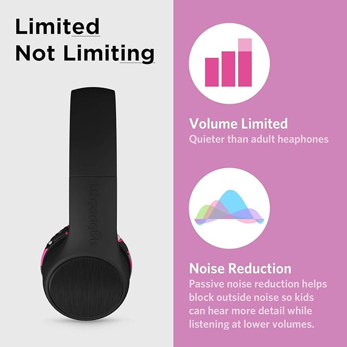 LilGadgets Connect+ Style On-Ear Kids Headphones with Microphone - SharePort Technology, SoftTouch Padding, Detachable Cable, Noise Reduction, Durable & Adjustable - Pink Camo - Wired Headphones
