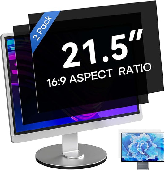 [2 Pack] 21.5 Inch Computer Privacy Screen for 16:9 Aspect Ratio Widescreen Monitor, Eye Protection Anti-Glare Blue Light Computer Privacy Filter, Detachable Scratchproof
