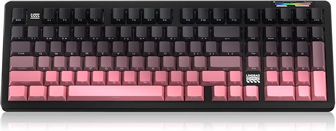 LINGBAO K98 Wireless Mechanical Gaming Keyboard, Tri-Mode BT5.0/2.4GHz/USB-C, Creamy Keyboard with Number Pad, Gasket Hot Swappable Linear Switches RGB Backlit Keyboards for Win/Mac/PC, (Black Pink)