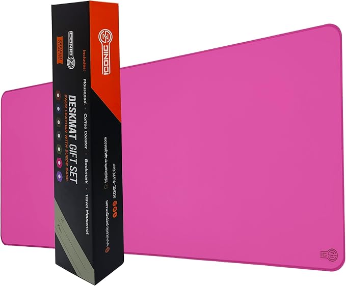PU Leather Desk Mat| Premium Mouse Pad with Bonus Coaster | Stylish, Durable, Waterproof Mouse Pad for Office & Home (Rose Pink, XXL - PU Gift Set)