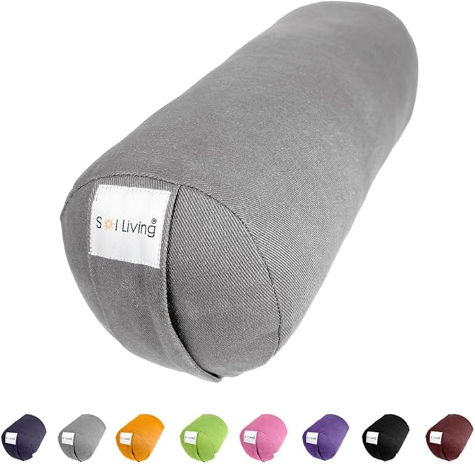Sol Living Yoga Bolster Pillow for Restorative Meditation - 100% Cotton Cylindrical Cushion with Washable Cover for Balance Support in Asana Poses