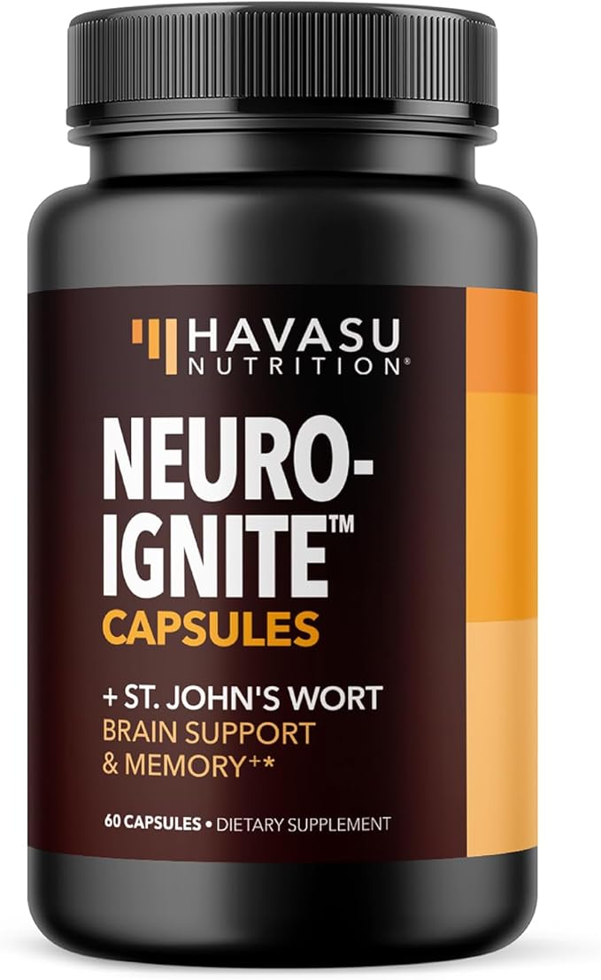 NeuroIGNITE Brain Supplements for Memory and Focus - 60 Count - Nootropics Brain Support Supplement with St. John's Wort, Ginkgo Biloba, Bacopa, Phosphatidylserine - Non-GMO Capsules, 2-Month Supply