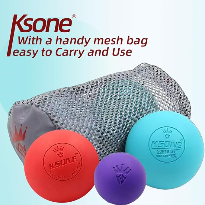 KSONE Lacrosse Massage Ball Set - Muscle Massage Roller- Deep Tissue Balls -Hard and Soft Massage Ball with Mini Ball