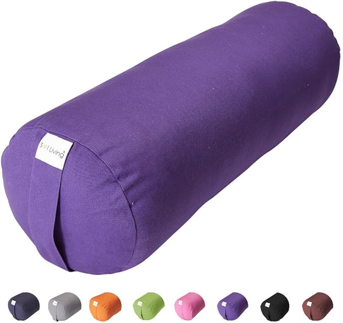 Sol Living Yoga Bolster Pillow for Restorative Meditation - 100% Cotton Cylindrical Cushion with Washable Cover for Balance Support in Asana Poses