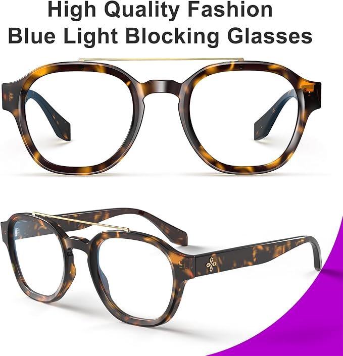 VISOONE Retro Round Anti Eyestrain Metal Medium Eyewear Blue Light Blocking Glasses for Computer Gaming Women Man SANFORD